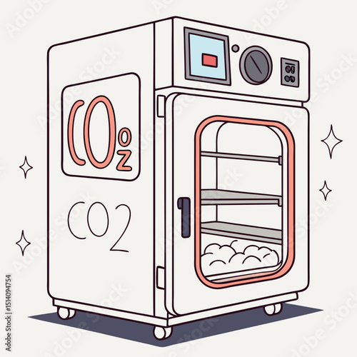 Creative CO₂ Incubator Vector Illustration | Clean and Modern Design for Cell Culture, Biomedical Research, and Laboratory Equipment Projects