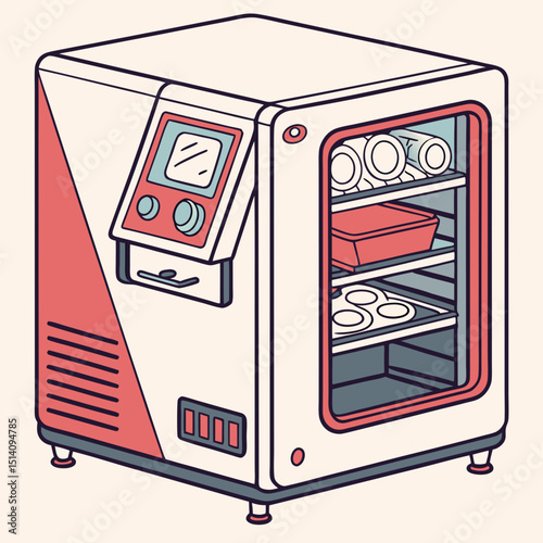 Creative CO₂ Incubator Vector Illustration | Clean and Modern Design for Cell Culture, Biomedical Research, and Laboratory Equipment Projects