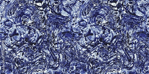 Dye wash indigo blue textur border fabric effect background. Seamless edging trim pattern in masculine Japanese block print style. Perfect for washing tape, ribbon and banner design