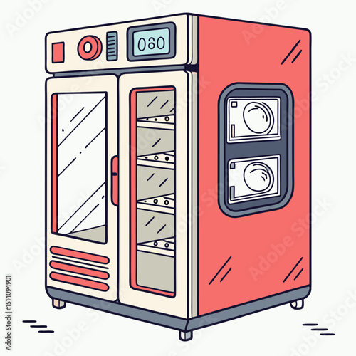 Creative CO₂ Incubator Vector Illustration | Clean and Modern Design for Cell Culture, Biomedical Research, and Laboratory Equipment Projects