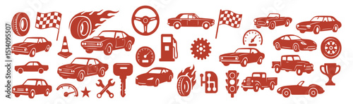 Modern Car and Traffic Symbols for Auto Design