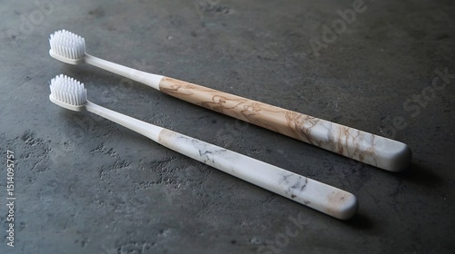 Toothbrush with a unique texture such as marble or wood adding a touch of unexpected artistry