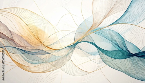 Abstract Gold and Teal Wave Art