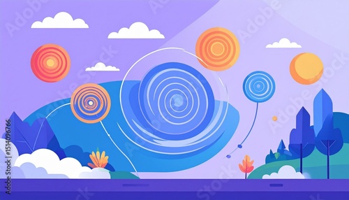 Abstract Swirling Design Landscape