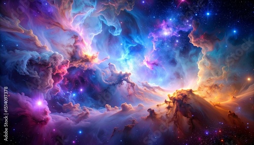 Cosmic Nebula in Vivid Colors