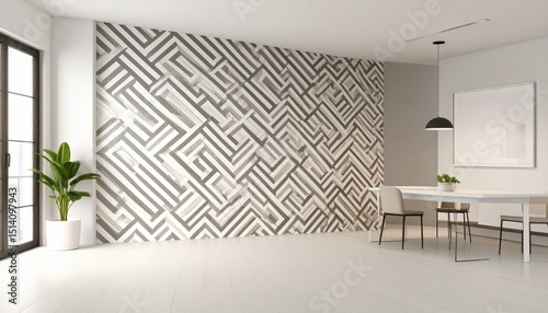 Modern Dining Room with Geometric Wall Art