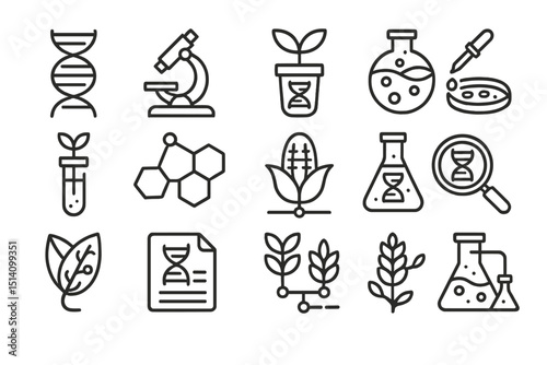 Science icons representing biology and chemistry concepts in a minimalist style