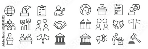 Diverse symbols representing democracy, voting, and civic engagement in modern society's political landscape