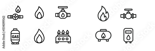 Icons representing gas and water utilities for home maintenance and construction tasks