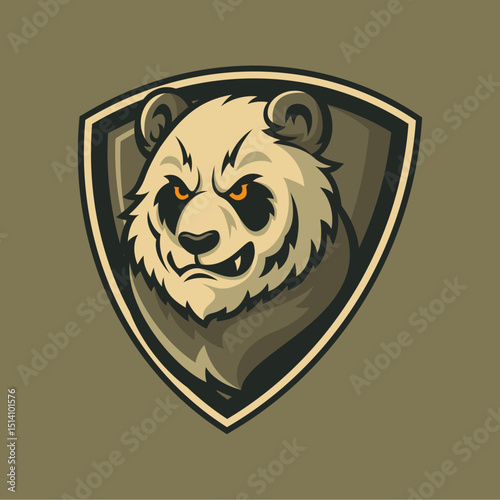 Panda head logo in shield