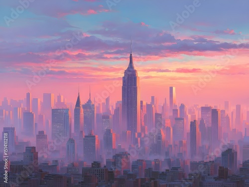 Sunrise skyline awakening in profile shot with soft real ambiance capturing the dawn's first light