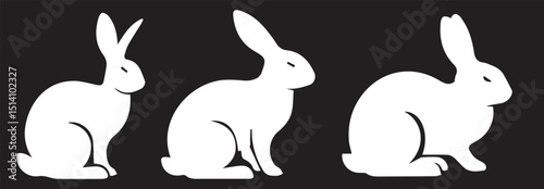 black and white rabbit vector