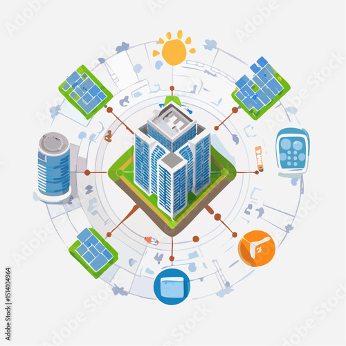 Overhead view of smart infrastructure network in a city grid.