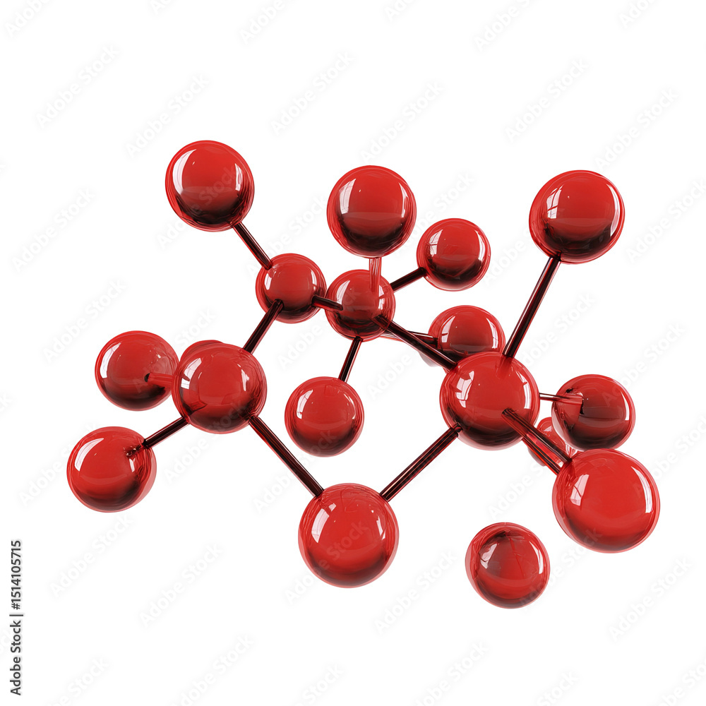 Obraz premium A vibrant illustration of interconnected red spheres and lines, representing a scientific structure or concept
