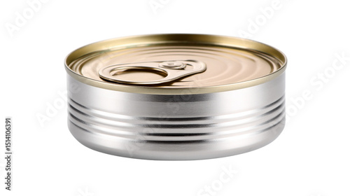 Closed metal can with pull tab on a white background  