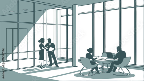 silhouettes of business people at office