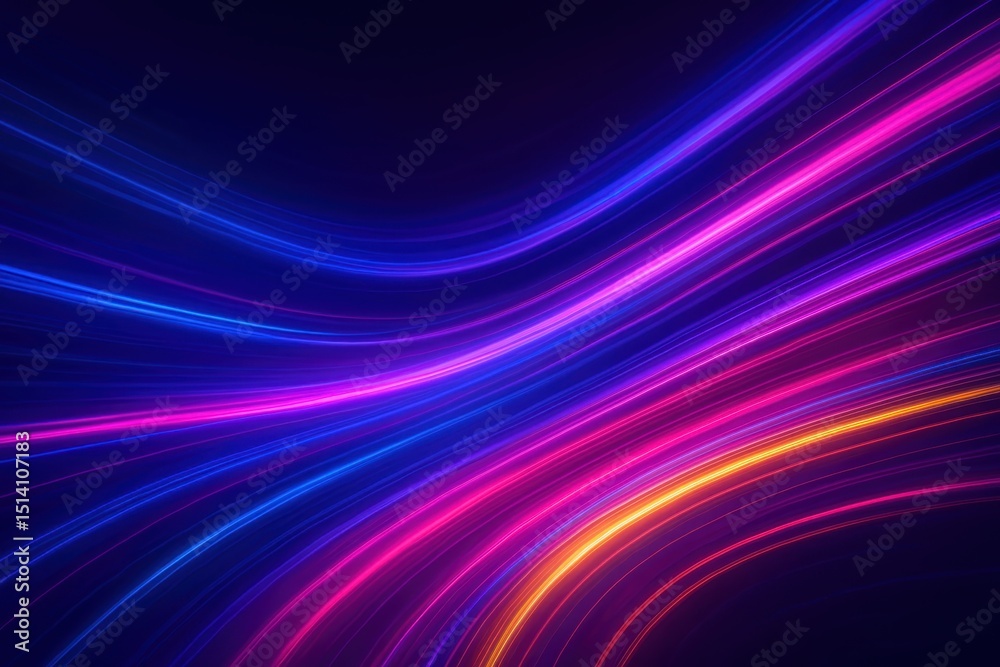 Fototapeta premium Dynamic Abstract Background of Colorful Streaking Light Trails Created by Long Exposure Photography Conveying Speed Motion and Energy in a Futuristic Style