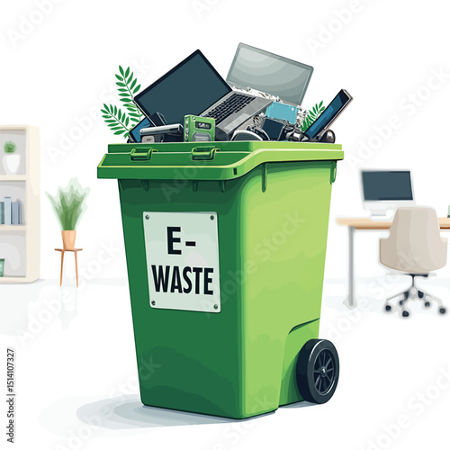 E waste recycling concept illustration for environmental protection and sustainability
