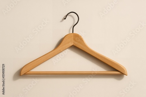Minimalist wooden hanger on light wall background