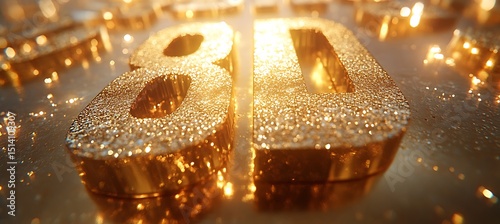 Golden 3D Mockup Sparkling Luxury Alphabet Design for Premium Branding