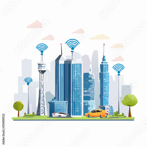 Smart sensors and automated signals across a connected city.