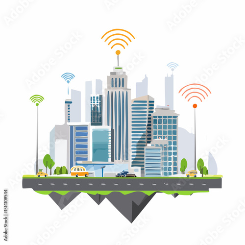 Smart sensors and automated signals across a connected city.
