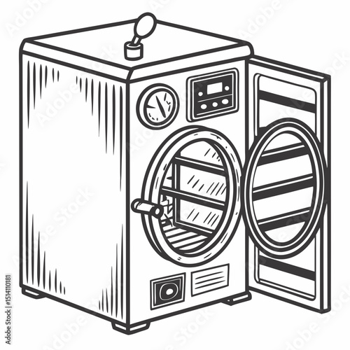 Creative Autoclave Vector Illustration | Clean and Professional Design for Sterilization, Medical Equipment, and Laboratory Safety Projects