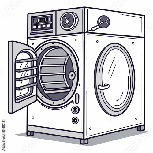 Creative Autoclave Vector Illustration | Clean and Professional Design for Sterilization, Medical Equipment, and Laboratory Safety Projects
