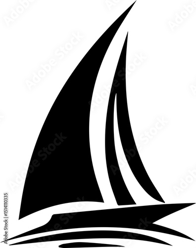 Sailing Silhouette: An elegant monochrome silhouette of a sailboat glides across the sea, the wind filling its sails as it embarks on a journey, evoking feelings of freedom, adventure.
