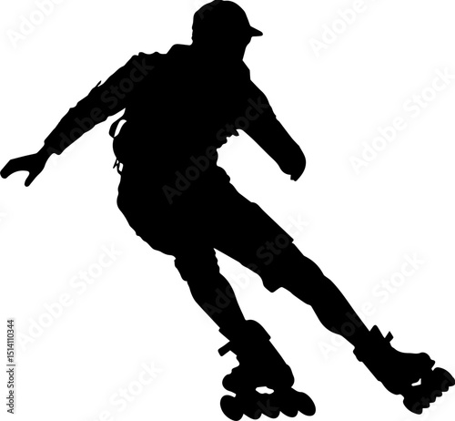 Rollerblading Silhouette: A dynamic silhouette of a person rollerblading, showcasing speed and agility against a clean background.  