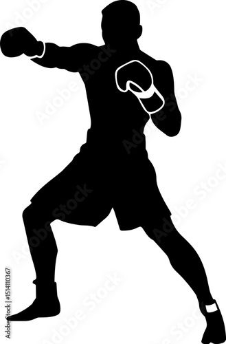 Shadow Boxer: A striking silhouette of a boxer mid-punch, encapsulating power and precision, ready to strike with force and expertise, a visual testament to strength and dedication.
