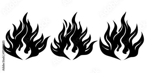 Three flames fire hot burn heat bonfire danger flame vector