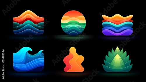 Cultural Diversity Chromatic Wave rainbow gradient wave of silhouette icon spectrum celebration motif gradient wave illustration