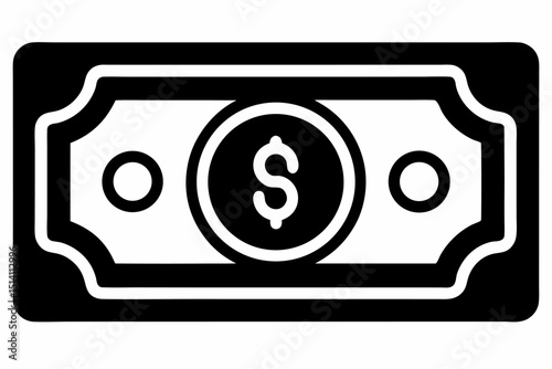 Simple black and white illustration of a dollar bill