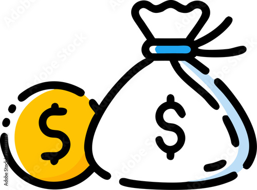 Money bag and coin icon financial wealth savings investment