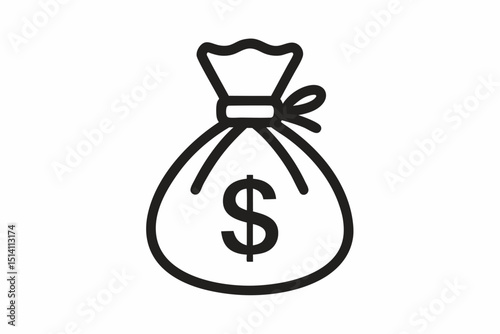 Money bag icon dollar sign finance wealth savings investment