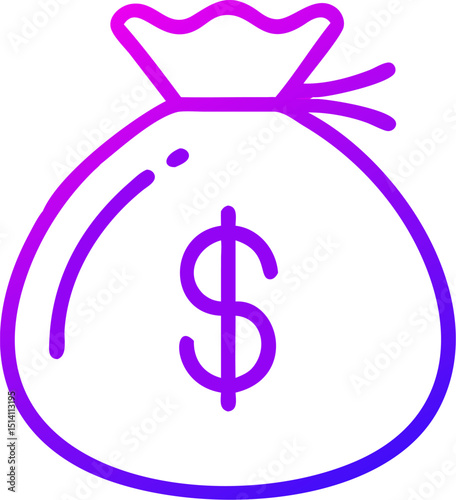 Money bag icon gradient purple dollar sign finance wealth