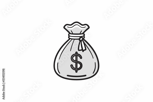 Money bag icon illustration financial wealth savings