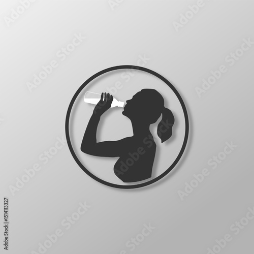 woman drinking water silhouette sign element