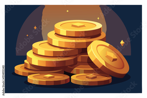 Stack of gold coins treasure riches fortune wealth