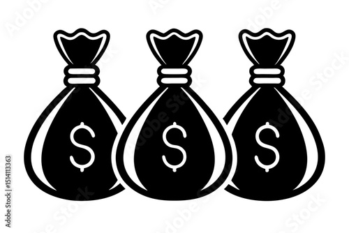 Three money bags icon wealth finance success business