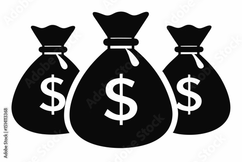Three money bags icon representing wealth and finance