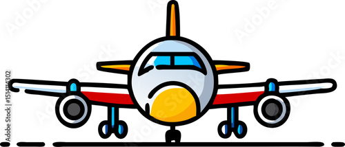 Airplane cartoon illustration travel airliner flight journey
