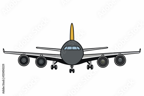 Airplane front view cartoon illustration travel flight journey