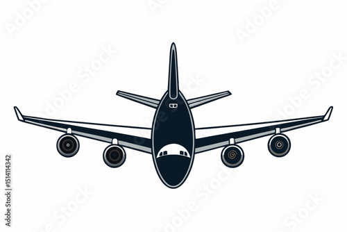 Airplane front view illustration air travel transportation journey flight