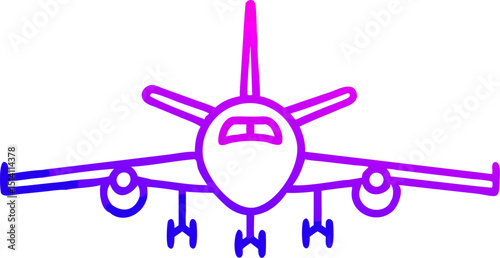 Airplane icon gradient purple blue simple design travel flight