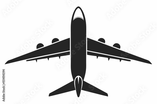 Airplane icon top view black silhouette air travel flight journey