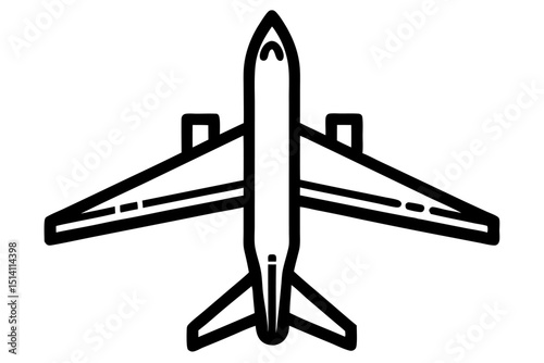 Airplane icon top view simple line art design