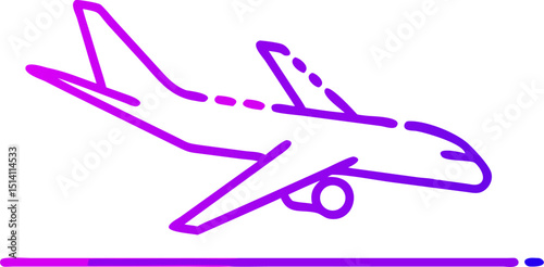 Aviation Icon: A streamlined aircraft illustration, its silhouette defined by gradient hues of purple, suggests travel, transport, and aviation.