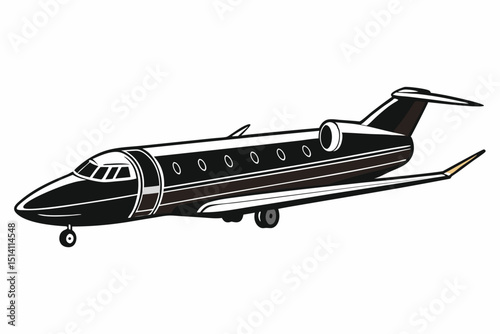 Sleek Silhouette: A Jet on the Runway: A jet aircraft, in striking shades, prepares for takeoff. Evoking aspirations and modern design